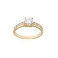 Bague en plaqu&eacute; or solitaire avec rails d'oxydes blancs sertis et 1 oxyde central blanc serti Artemare