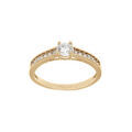 Bague en plaqu&eacute; or solitaire avec demi rail d'oxydes blancs sertis et 1 oxyde blanc serti griffe Artemare