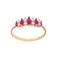 Bague en plaqu&eacute; or avec navettes d'oxydes fuschia et blancs sertis