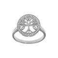 Bagues sur Artemare : Bague en argent rhodi&eacute; motif arbre de vie celtique 14mm contour oxydes blancs sertis