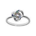 Bagues sur Artemare : Bague en argent rhodi&eacute; noeud avec oxydes multi couleurs sertis