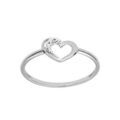 Bague en argent platin&eacute; motif coeur avec oxydes blancs sertis Artemare