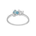 Bague en argent platin&eacute; avec oxydes bleu ciel et blancs sertis Artemare