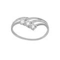 Bagues sur Artemare : Bague en argent platin&eacute; forme de pointe avec oxydes blancs sertis