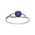 Bagues sur Artemare : Bague en argent platin&eacute; joaillerie avec oxydes bleu fonc&eacute; et blancs sertis