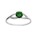 Bague en argent platin&eacute; joaillerie avec oxydes vert et blancs sertis