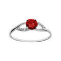 Bagues sur Artemare : Bague en argent platin&eacute; joaillerie avec oxydes rouge et blancs sertis
