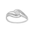 Bagues sur Artemare : Bague en argent platin&eacute; volute avec oxydes blancs sertis