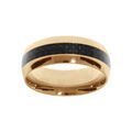 Alliances sur Artemare : Bague en acier et PVD jaune avec ruban carbone largeur 8mm