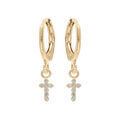 Créoles en plaqué or articulée avec pampille croix ornée d'oxydes blancs sertis Boucles d'oreille sur Artemare : Créoles en plaqué or articulée avec pampille croix ornée d'oxydes blancs sertis