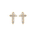 Boucles d'oreille en plaqu&eacute; or forme croix oxydes blancs sertis dim 6 x 3 mm et fermoir poussette