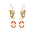 Boucles d'oreille en plaqu&eacute; or goutte oxyde facett&eacute; orang&eacute; suspendue et fermoir dormeuse