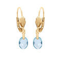 Boucles d'oreille en plaqu&eacute; or goutte oxyde facett&eacute; bleu ciel suspendue et fermoir dormeuse Artemare