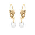 Boucles d'oreille en plaqu&eacute; or goutte oxyde facett&eacute; blanc suspendue et fermoir dormeuse Artemare
