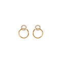 Boucles d'oreille sur Artemare : Boucles d'oreille en plaqu&eacute; or 2 ronds 1 avec oxydes blancs sertis et 1 lisse et fermoir poussette