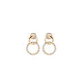 Boucles d'oreille en plaqu&eacute; or 3 ronds 1 lisse et 2 avec oxydes blancs sertis et fermoir poussette