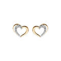 Boucles d'oreille sur Artemare : Boucles d'oreille en plaqu&eacute; or coeur avec 1 c&ocirc;t&eacute; oxydes blancs sertis et 1 c&ocirc;t&eacute; lisse et fermoir poussette