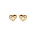 Boucles d'oreille en plaqu&eacute; or coeur 3 oxydes blancs sertis et fermoir poussette Artemare