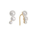 Boucles d'oreille en plaqu&eacute; or 3 perles d'eau douce en cascade et fermoir tige Artemare