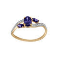 Bague en plaqu&eacute; or brin crois&eacute; avec oxydes bleus et blancs sertis Artemare
