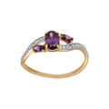 Bague en plaqu&eacute; or brin crois&eacute; avec oxydes violet et blancs sertis Artemare
