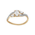 Bague en plaqu&eacute; or brins crois&eacute;s avec oxydes blancs sertis