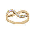 Bague en plaqu&eacute; or brin crois&eacute; avec rails d'oxydes blancs sertis Artemare