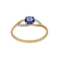 Bague en plaqu&eacute; or avec oxydes bleu fonc&eacute; et blancs sertis Artemare