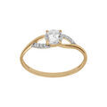 Bague en plaqu&eacute; or anneau fin avec oxyde blanc au centre et d&eacute;coration oxydes blancs sertis Artemare