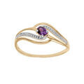 Bague en plaqu&eacute; or avec volute d'oxydes violet et blancs sertis Artemare