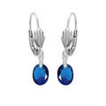 Boucles d'oreille sur Artemare : Boucles d'oreille en argent rhodi&eacute; oxyde bleu fonc&eacute; facet&eacute; forme goutte suspendue et fermoir dormeuse