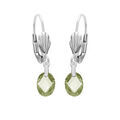 Boucles d'oreille sur Artemare : Boucles d'oreille en argent rhodi&eacute; oxyde vert olive facet&eacute; forme goutte suspendue et fermoir dormeuse