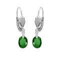Boucles d'oreille sur Artemare : Boucles d'oreille en argent rhodi&eacute; oxyde vert fonc&eacute; facet&eacute; forme goutte suspendue et fermoir dormeuse