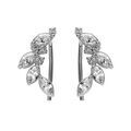 Boucles d'oreille en argent rhodi&eacute; chemin d'oreille oxydes blancs forme p&eacute;tales et fermoir crochet