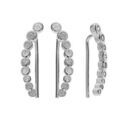 Boucles d'oreille en argent rhodi&eacute; chemin d'oreille oxydes blancsforme p&eacute;tales et fermoir crochet Artemare