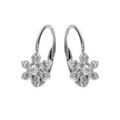 Boucles d'oreille en argent rhodi&eacute; avec fleur oxydes blancs et fermoir dormeuse Artemare