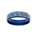 Bague en acier et PVD bleu motif grecque largeur 6mm Artemare