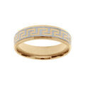 Bagues sur Artemare : Bague en acier et PVD jaune motif grecque largeur 6mm