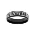 Bague en acier et PVD noir motif grecque largeur 6mm Artemare