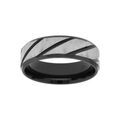 Bagues sur Artemare : Bague en acier et PVD noir motif stri&eacute; largeur 6mm