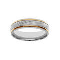 Bague en acier et PVD jaune stri&eacute;e au centre largeur 6mm Artemare