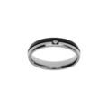 Bague en acier et PVD noir double anneaux bicolore avec 1 oxyde blanc Artemare