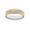 Bague en acier et PVD jaune rainur&eacute;e largeur 6mm