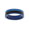 Bague en acier et PVD noir et bleu bicolore largeur 6mm Artemare