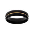 Bague en acier PVD noir filet jaune largeur 6mm Artemare