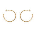 Cr&eacute;oles en plaqu&eacute; or ronde tube fantaise style bambou diam&egrave;tre 40mm fermoir poussette