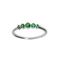 Bague en argent rhodi&eacute; 5 oxydes verts sertis