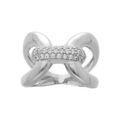 Bague en argent rhodi&eacute; cois&eacute; avec oxydes blancs sertis