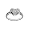 Bagues sur Artemare : Bague en argent rhodi&eacute; coeur pav&eacute; d'oxydes blancs sertis 9 x 10mm