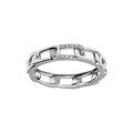 Bague en argent rhodi&eacute; forme maille avec oxydes blancs